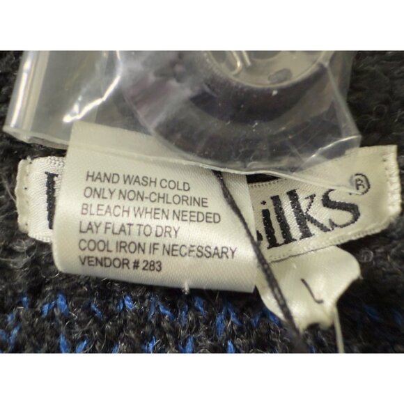 WinterSilks Y2K Wool Silk Lined Knit Cardigan L Gray Blue Purple Colorblock NWT - Picture 10 of 10